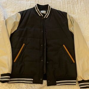 Zara Man Black Jacket with White Stripes